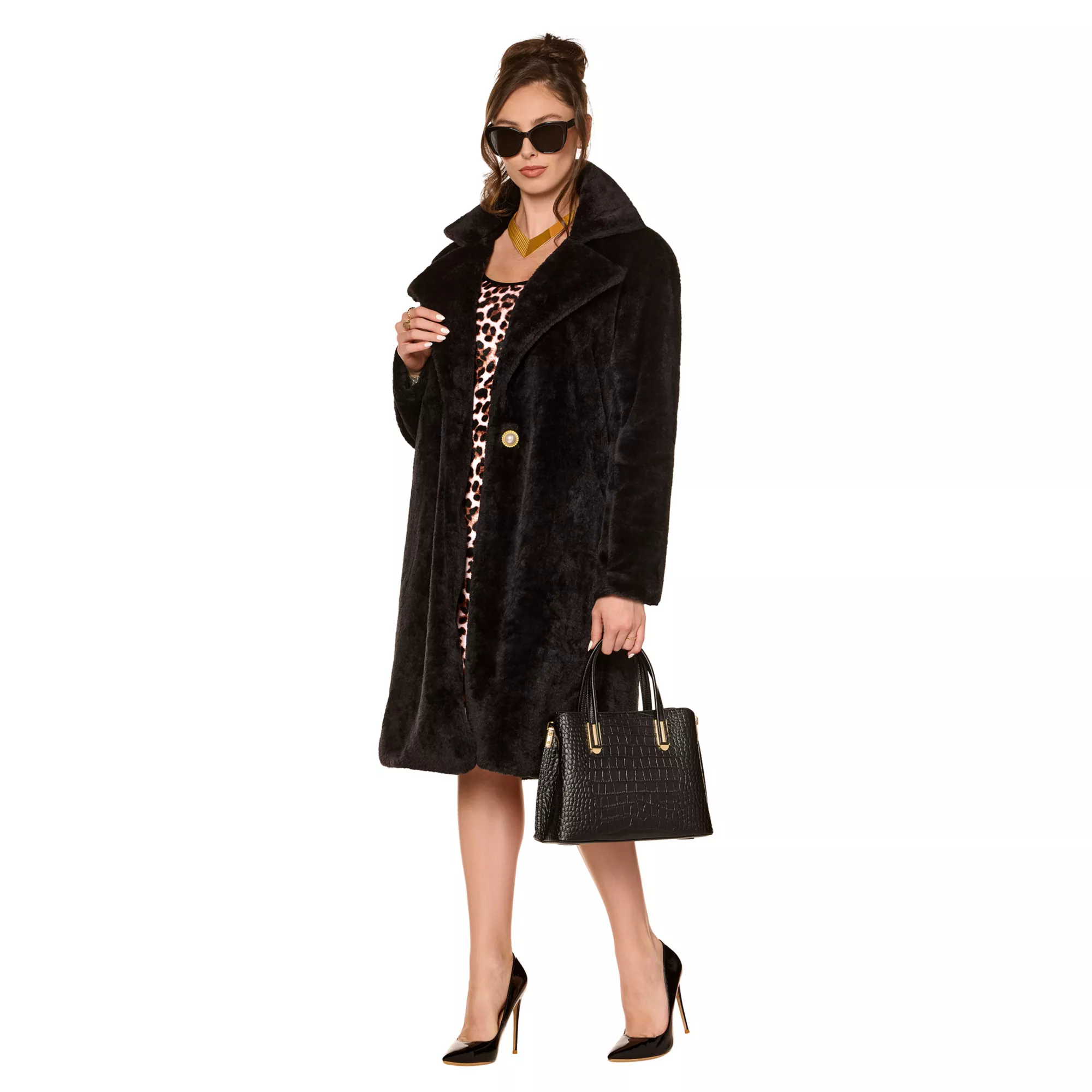 Adult Black Faux Fur Coat at Spirit Halloween