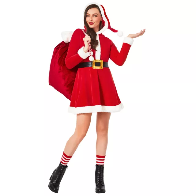 santa dress womens Adult Hooded Color:As picture show Bridal Shower Dresses Collection audrey hepburn little black dress Christmas outfit Take the Christmas party