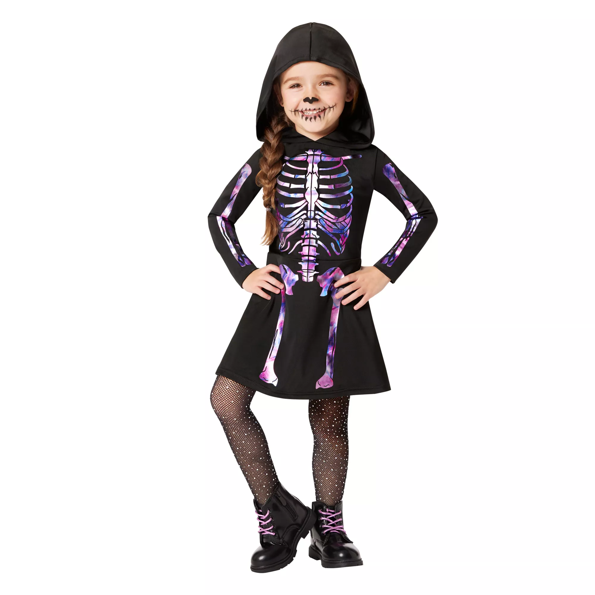 Toddler Pastel Skeleton Hooded Dress Costume at Spencer's