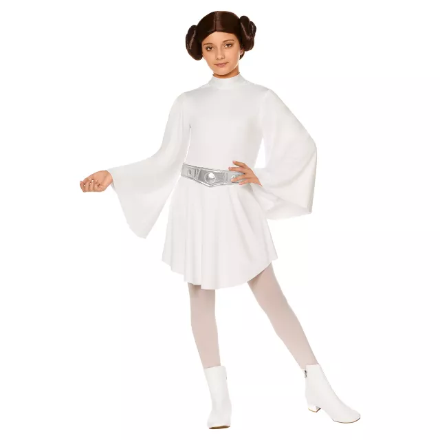 princess leia costume short dress Sugarpuss SPACE PRINCESS GALAXY Dress, White Mini Dress with Bell Sleeves, Flare Sleeve, Cosplay Costumes, Halloween