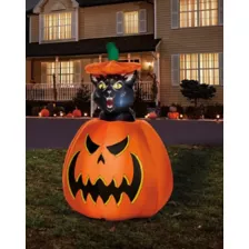 3 Ft 7 In Light-Up Animated Rising Pumpkin Cat Inflatable Decoration at Spirit Halloween