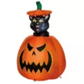 3 Ft 7 In Light-Up Animated Rising Pumpkin Cat Inflatable Decoration at Spirit Halloween