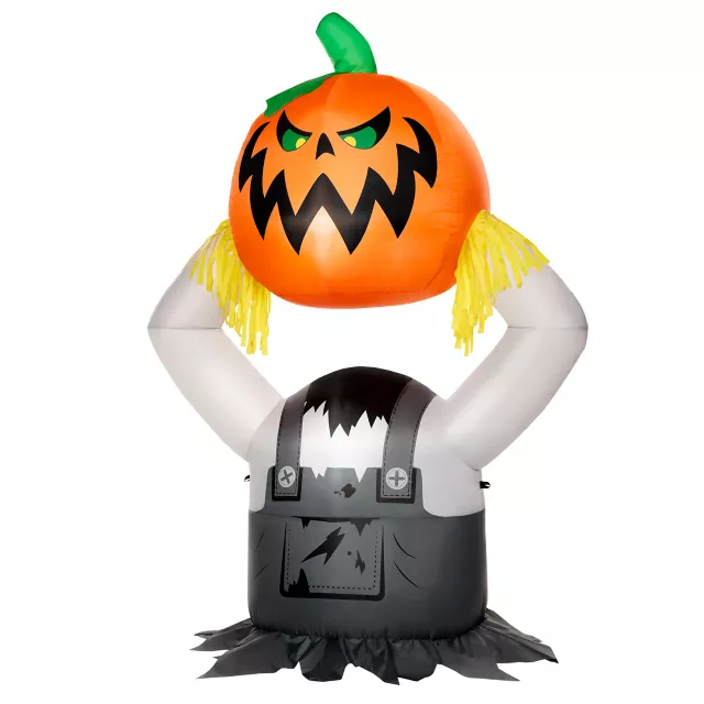 5 Ft 6 In Light-Up Pumpkin Scarecrow Inflatable Decoration at Spirit Halloween