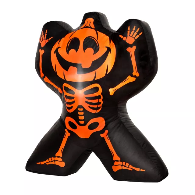 2 Ft Light-Up Jack-O-Lantern Skeleton Inflatable Decoration at Spirit Halloween