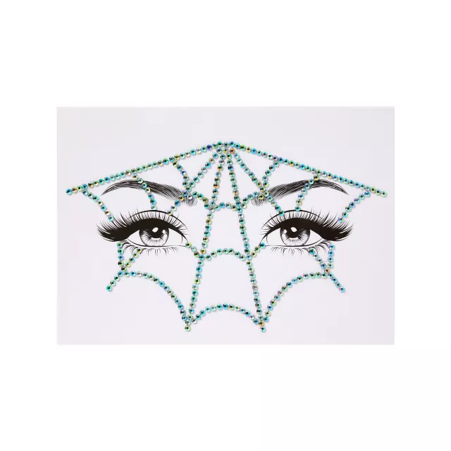 Bling Spider Web Face Decal - Spirithalloween.com