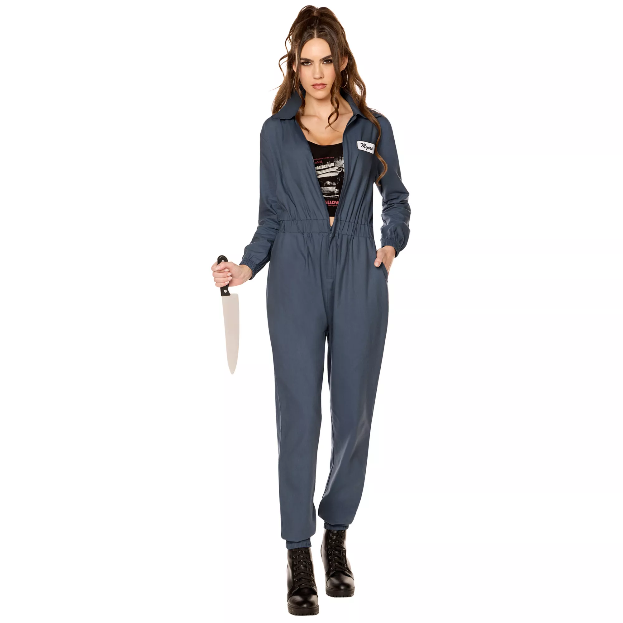 Adult Michael Myers Jumpsuit with Crop Top Costume - Halloween II at Spencer's