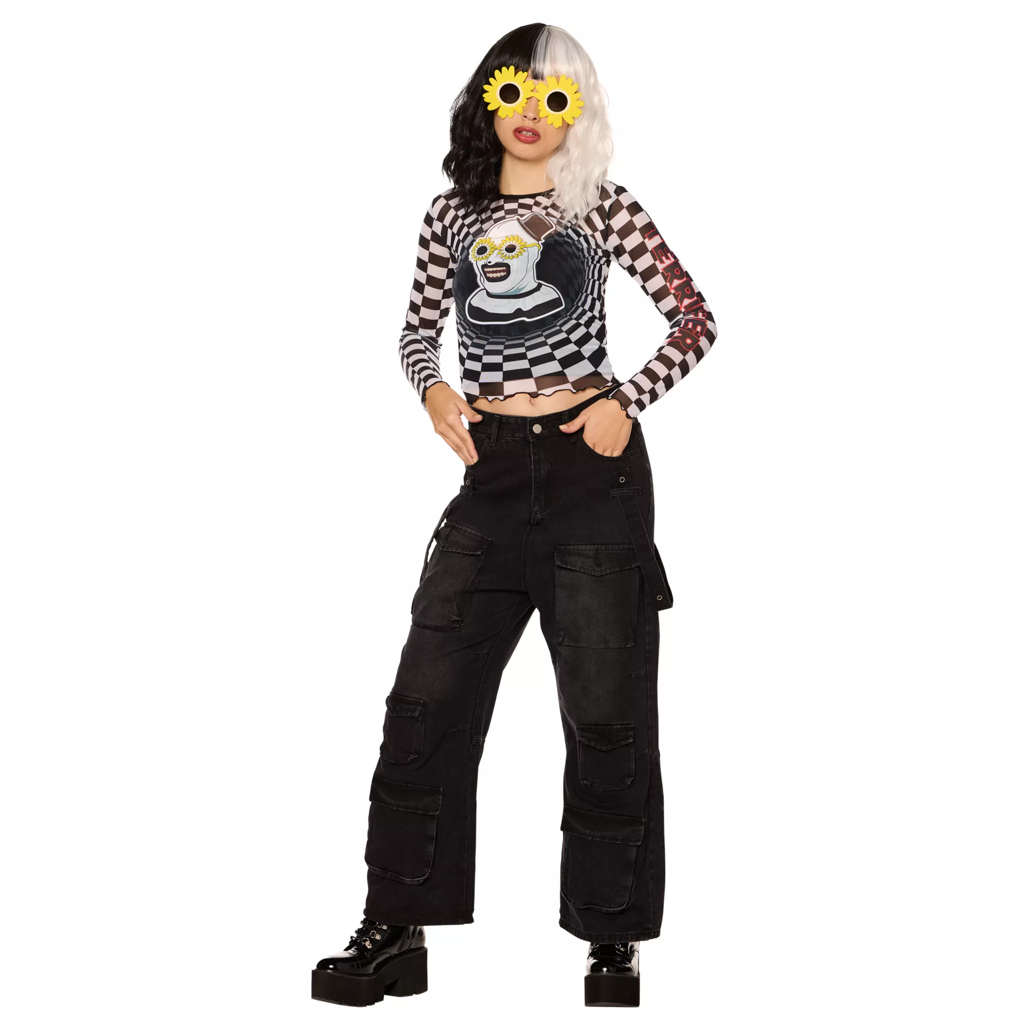 Adult Art the Clown Checkered Mesh Top - Terrifier at Spirit Halloween