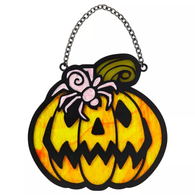 Stained Glass Spider Pumpkin Sun Catcher at Spirit Halloween