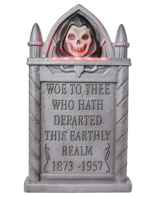 24 Inch Woe To Thee Grim Reaper Animated Tombstone