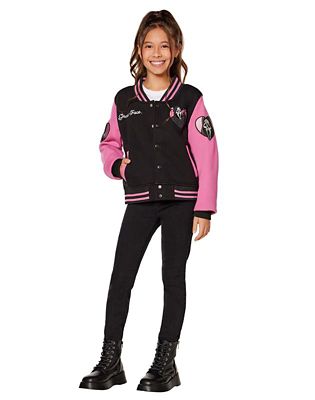 Kids Ghost Face Pink Varsity Jacket