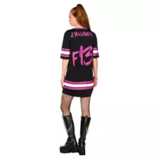 Adult Jason Voorhees Hockey Jersey Dress - Friday the 13th, Black/Pink, X Large - Spirit Halloween