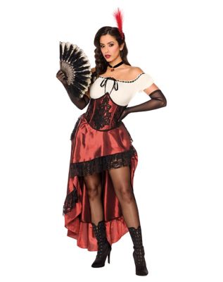 mock corset western saloon dress Brown Saloon Girl Skirt  Silver Leaf Costumes