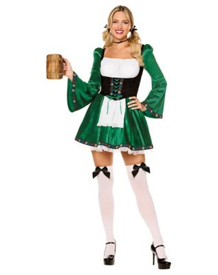 Adult Beer Garden Gal Costume, Green, X Small - Spirit Halloween
