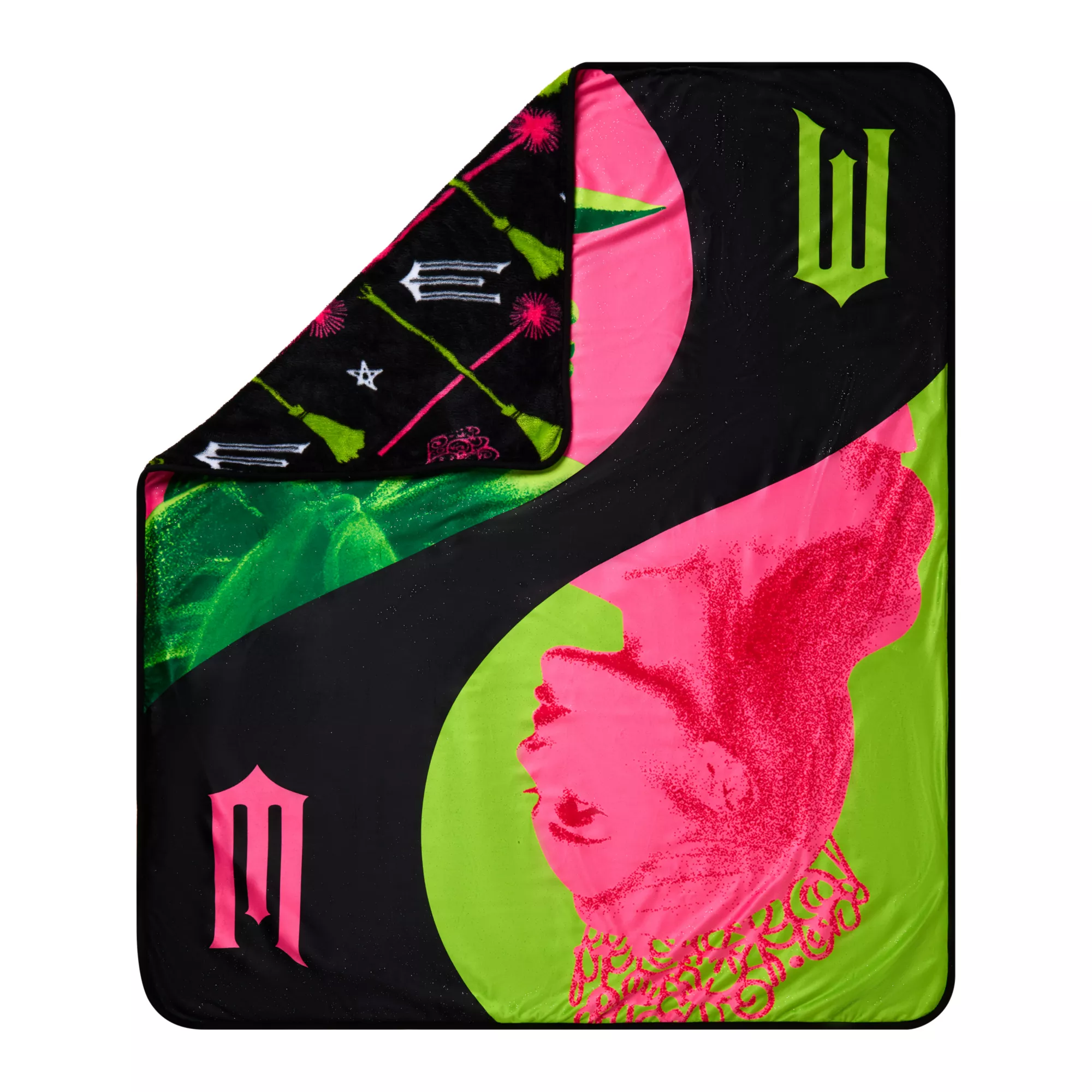 Reversible Glinda and Elphaba Fleece Blanket -  Wicked at Spencer's