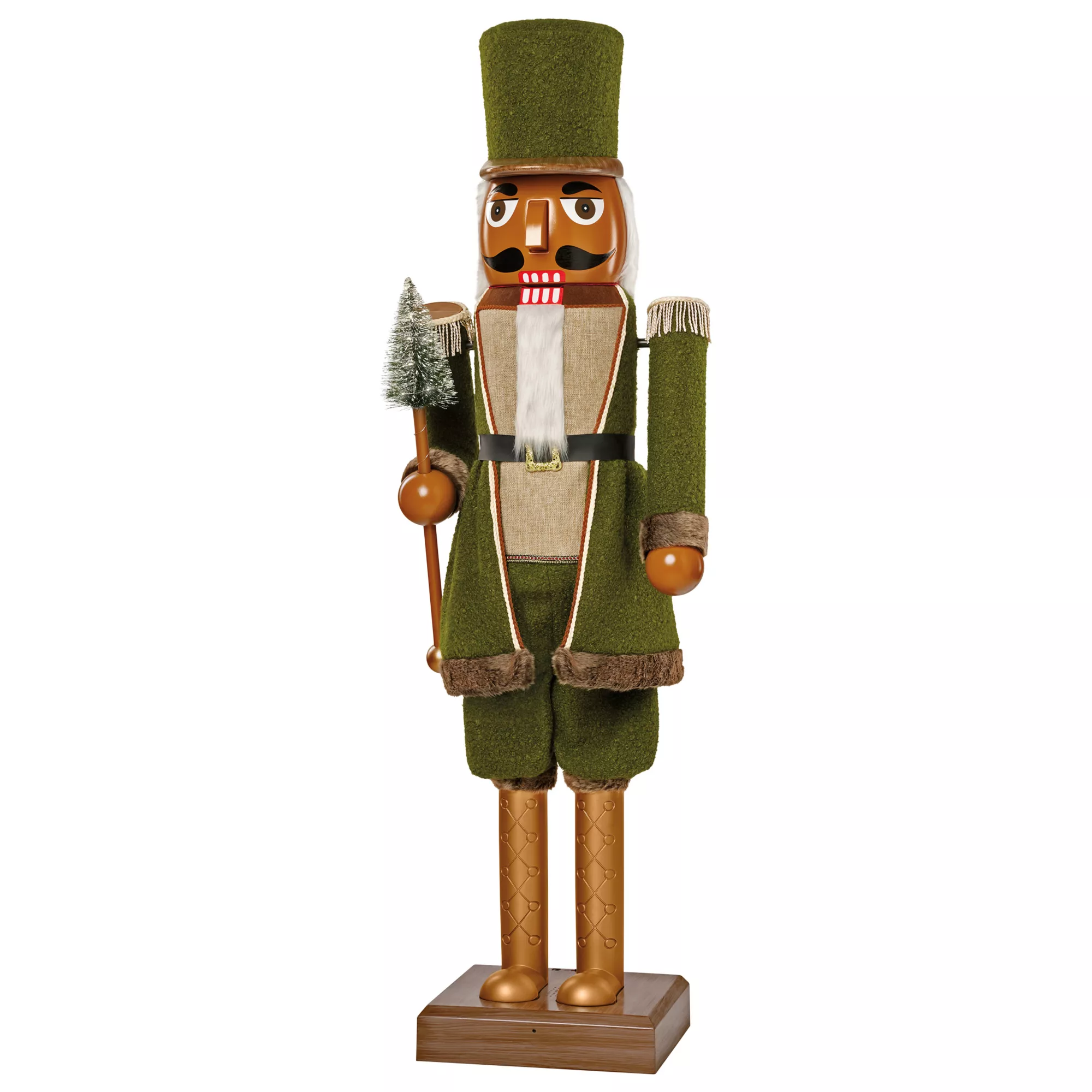 5 Ft 3 In Collapsible Animated Green Bouclé Nutcracker at Spirit Halloween