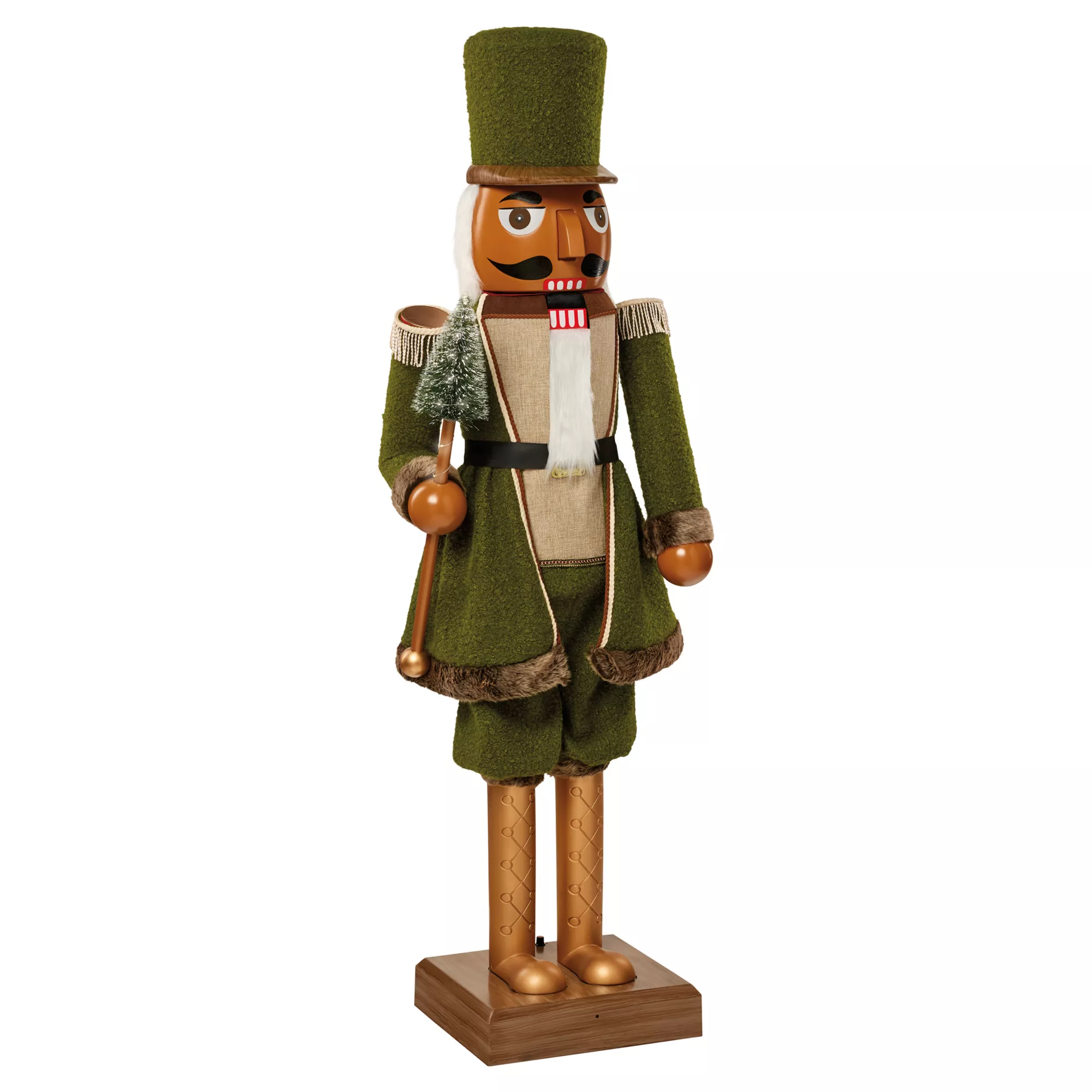 5 Ft 3 In Collapsible Animated Green Bouclé Nutcracker at Spirit Halloween
