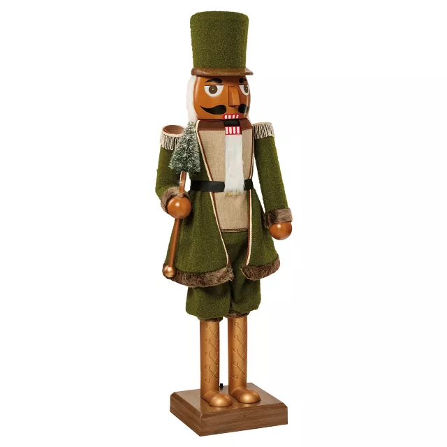 5 Ft 3 In Collapsible Animated Green Bouclé Nutcracker at Spirit Halloween