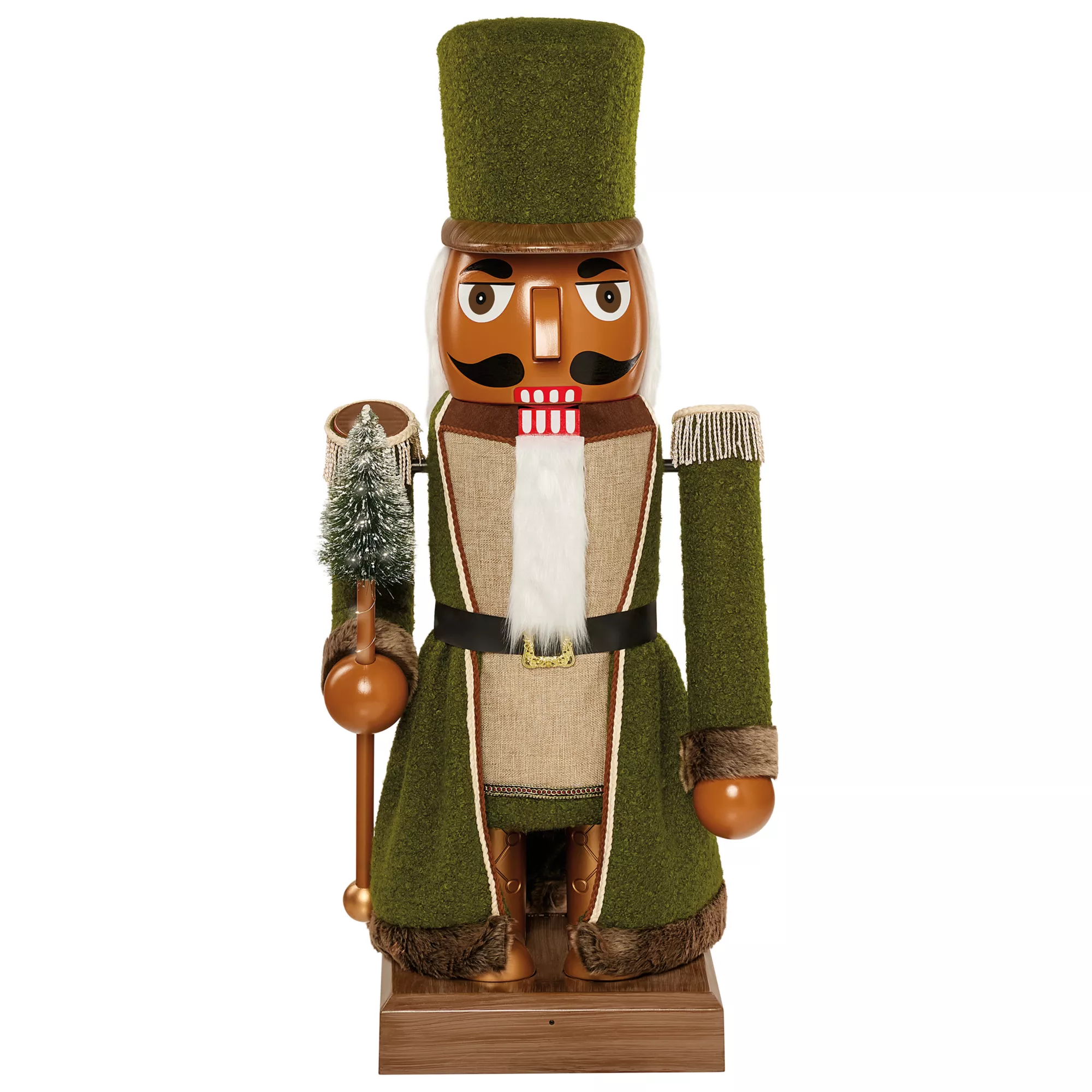 5 Ft 3 In Collapsible Animated Green Bouclé Nutcracker at Spirit Halloween