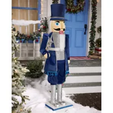 5 Ft 2 In Collapsible Animated Navy Blue Nutcracker at Spirit Halloween