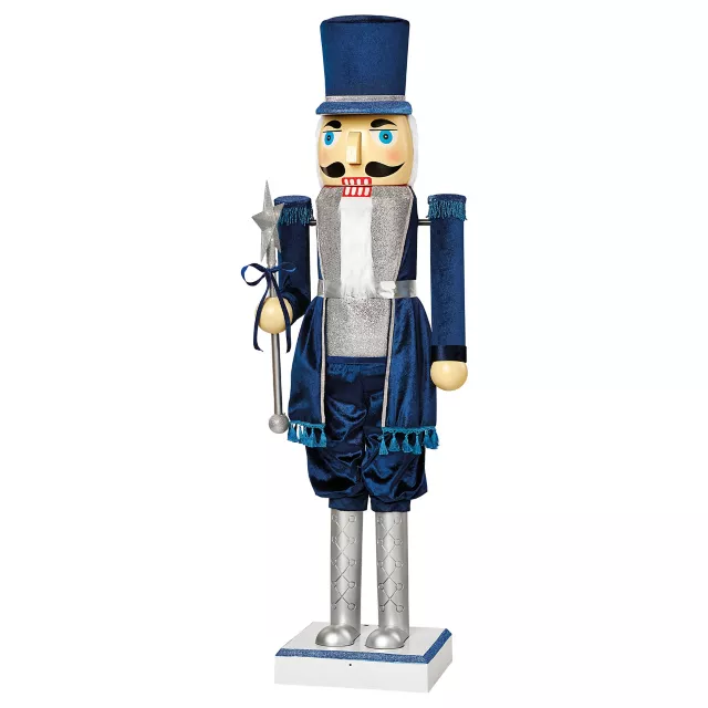 5 Ft 2 In Collapsible Animated Navy Blue Nutcracker at Spirit Halloween