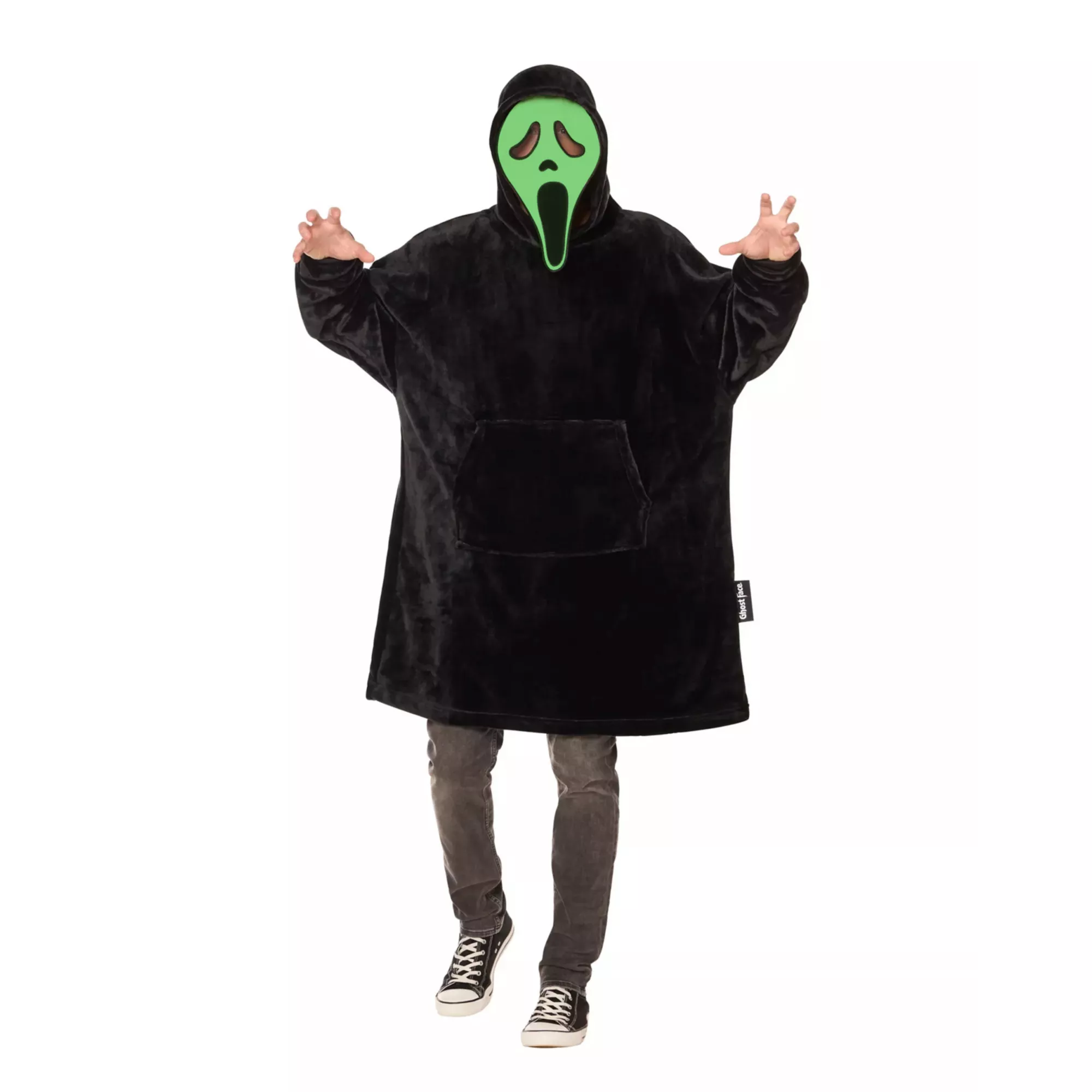 Glow in the Dark Ghost Face Hooded Blanket at Spirit Halloween