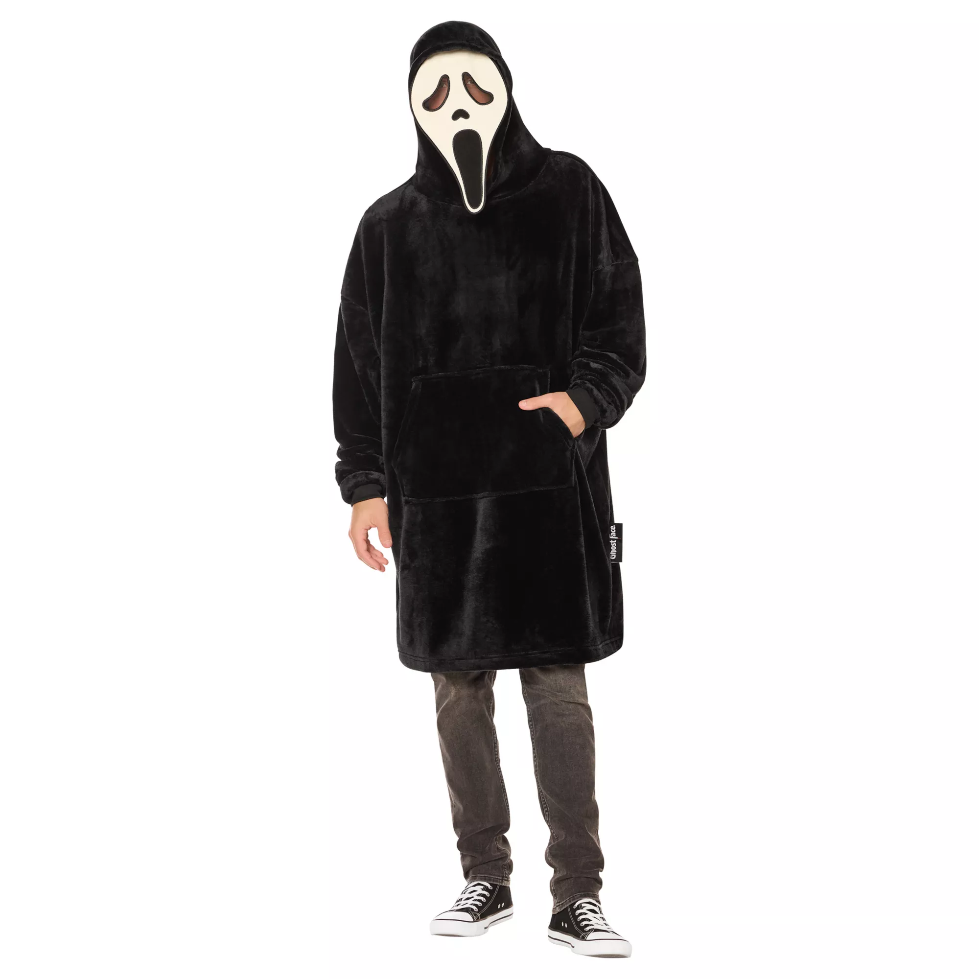 Glow in the Dark Ghost Face Hooded Blanket at Spirit Halloween