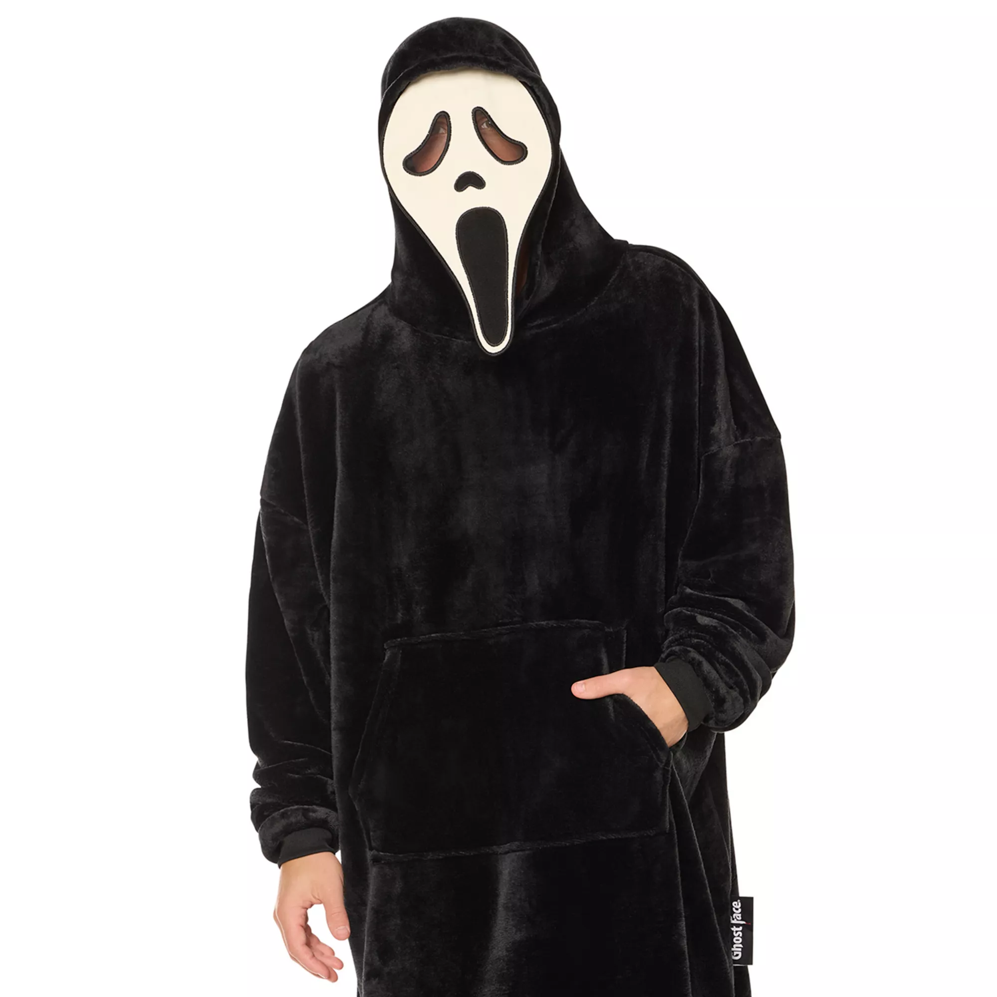 Glow in the Dark Ghost Face Hooded Blanket at Spirit Halloween