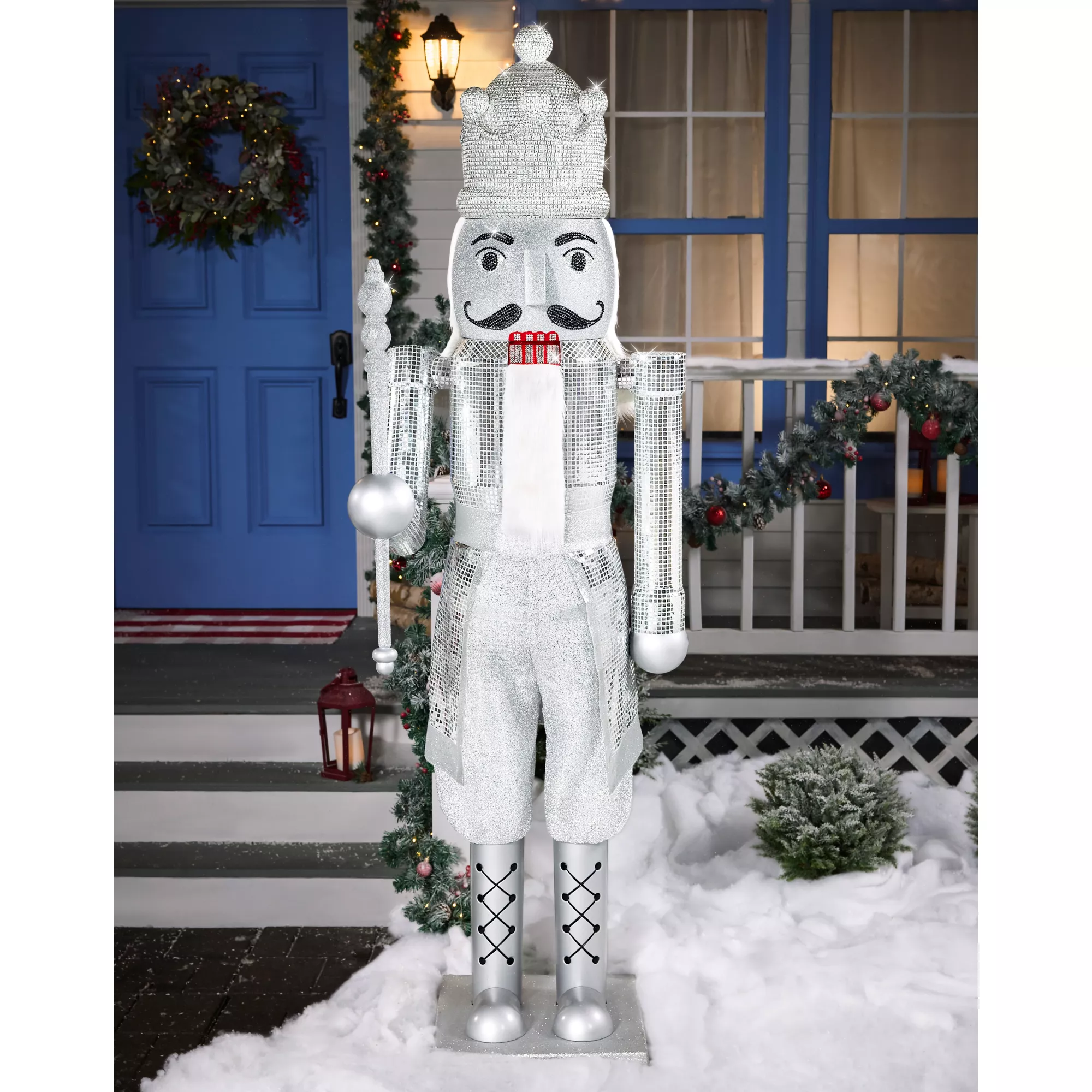7 Ft Silver Bling Bluetooth Compatible Nutcracker Animatronic at Spirit Halloween