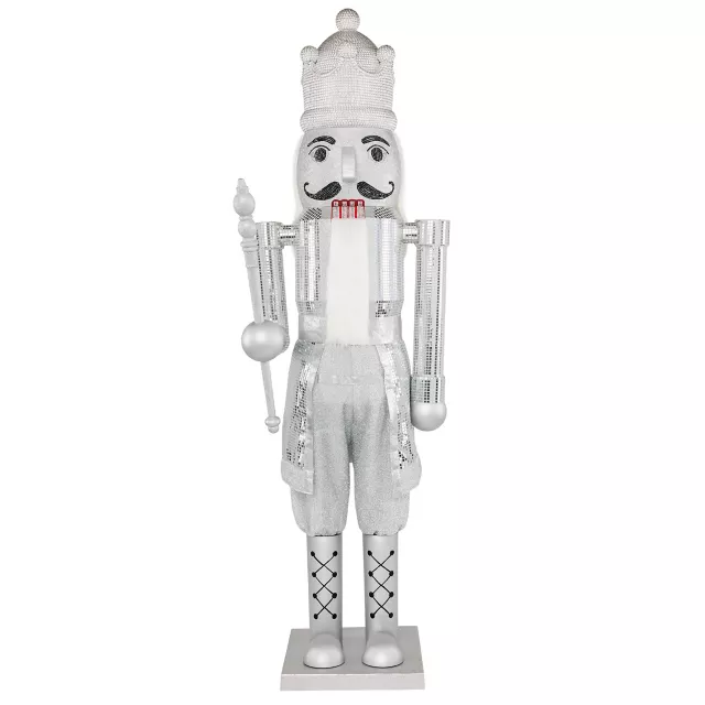 7 Ft Silver Bling Bluetooth Compatible Nutcracker Animatronic at Spirit Halloween