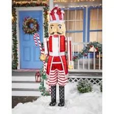 7 Ft Candy Cane Bling Bluetooth Compatible Nutcracker Animatronic at Spirit Halloween
