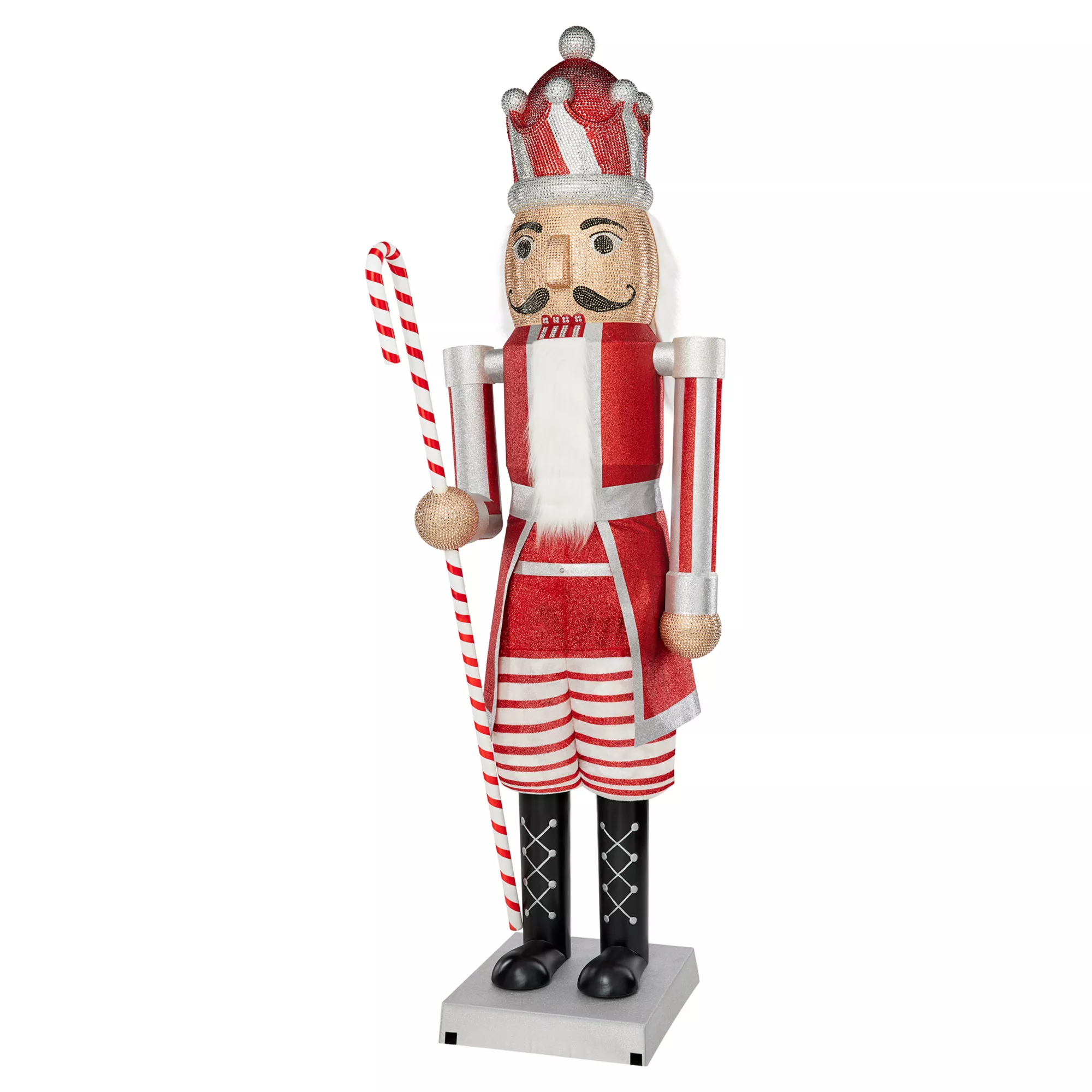 7 Ft Candy Cane Bling Bluetooth Compatible Nutcracker Animatronic at Spirit Halloween