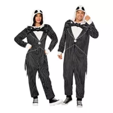 Adult Jack Skellington Hooded Plush Jumpsuit Costume -  The Nightmare Before Christmas at Spencer's