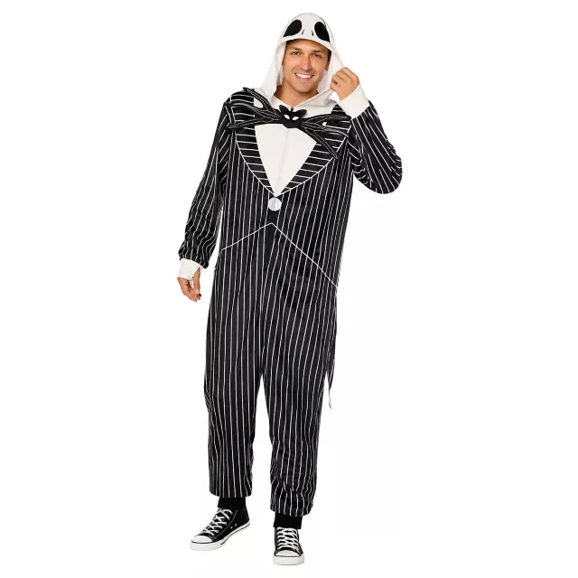 Adult Jack Skellington Hooded Plush Jumpsuit Costume -  The Nightmare Before Christmas at Spencer's