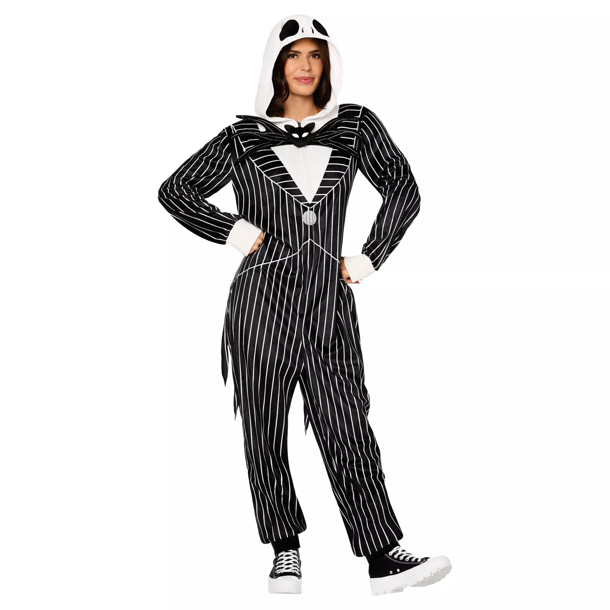 Adult Jack Skellington Hooded Plush Jumpsuit Costume -  The Nightmare Before Christmas at Spencer's