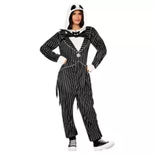 Adult Jack Skellington Hooded Plush Jumpsuit Costume -  The Nightmare Before Christmas at Spencer's