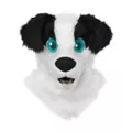 Black and White Dog Furry Head Full Mask at Spirit Halloween