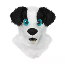 Black and White Dog Furry Head Full Mask at Spirit Halloween
