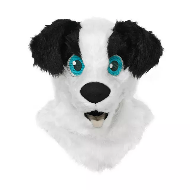 Black and White Dog Furry Head Full Mask at Spirit Halloween