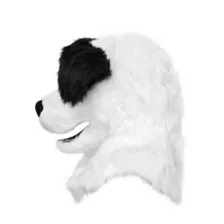 Black and White Dog Furry Head Full Mask at Spirit Halloween