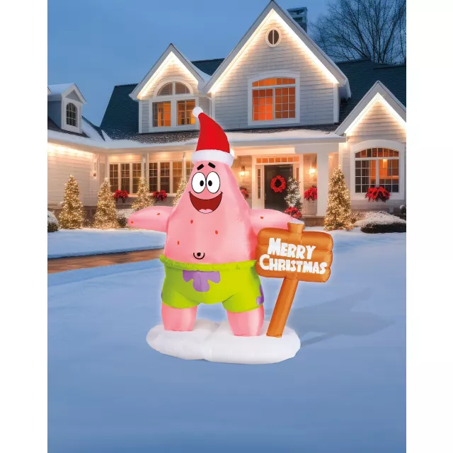 6 Ft Light-Up Patrick Star Christmas Inflatable Decoration – SpongeBob SquarePants at Spirit Halloween