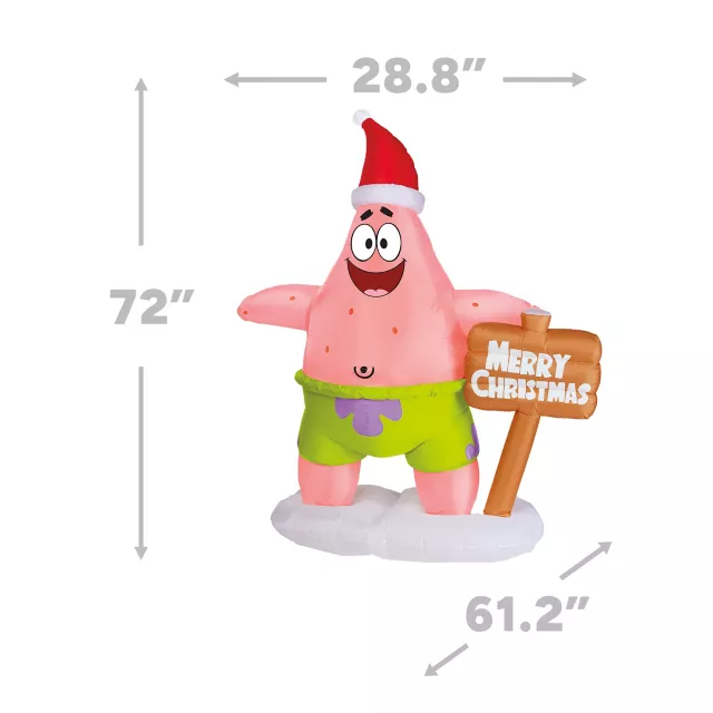 6 Ft Light-Up Patrick Star Christmas Inflatable Decoration – SpongeBob SquarePants at Spirit Halloween