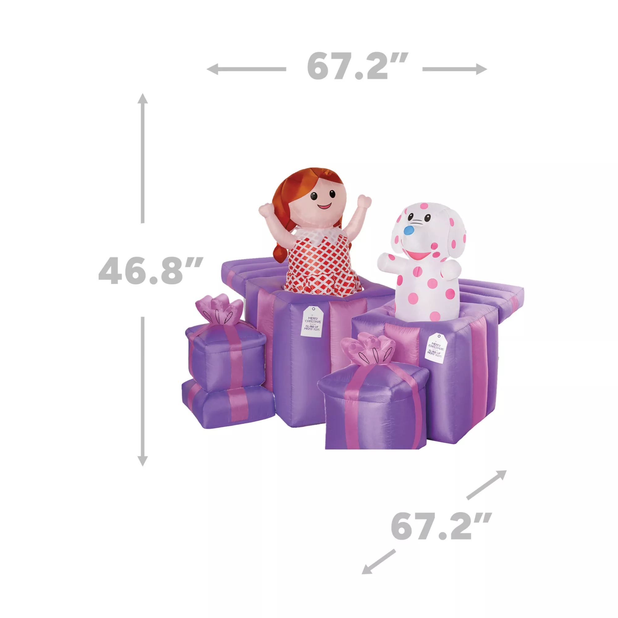 4 Ft 2 In Light-Up Misfit Doll & Misfit Elephant Animated Inflatable Decoration - Rudolph the Red-Nosed Reindeer at Spirit Halloween