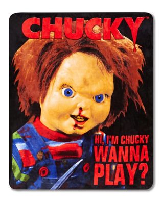 Hi, I'm Chucky Wanna Play Chucky Fleece Blanket by Spirit Halloween