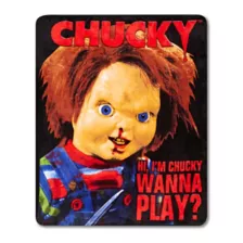 Hi, I'm Chucky Wanna Play Chucky Fleece Blanket - Spirithalloween.com