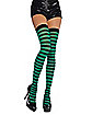 Green and Black Striped St. Patrick's Day Thigh High Stockings