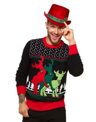 Threesome Reindeer Ugly Christmas Sweater - Spirithalloween.com