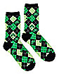 Argyle Shamrock St. Patrick's Day Crew Socks