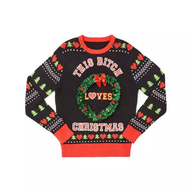 Light-Up This Bitch Loves Christmas Ugly Christmas Sweater ...