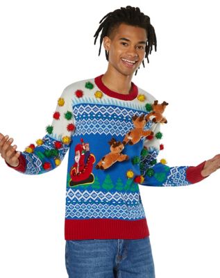 Ugly Christmas Sweater Santa Sleigh All Day Sweatshirt