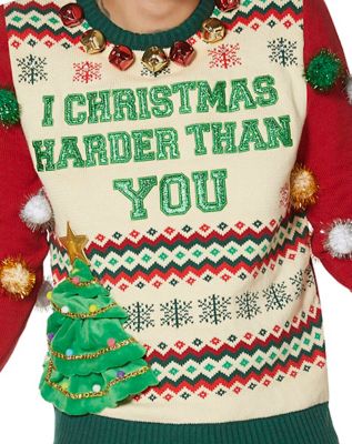 Light-Up I Christmas Harder Than You Ugly Christmas Sweater